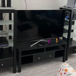 Tv Console And 2 Media Towers