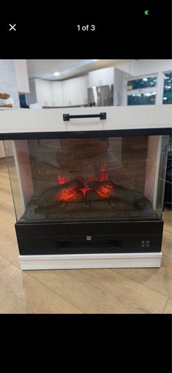 Electric Fireplace Heater with Glass Sides