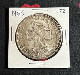 1968 Mexico Olympics Silver 25 Peso Coin