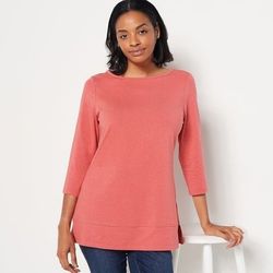 Denim & Co. Jersey Petite Boatneck 3/4-Sleeve Tunic