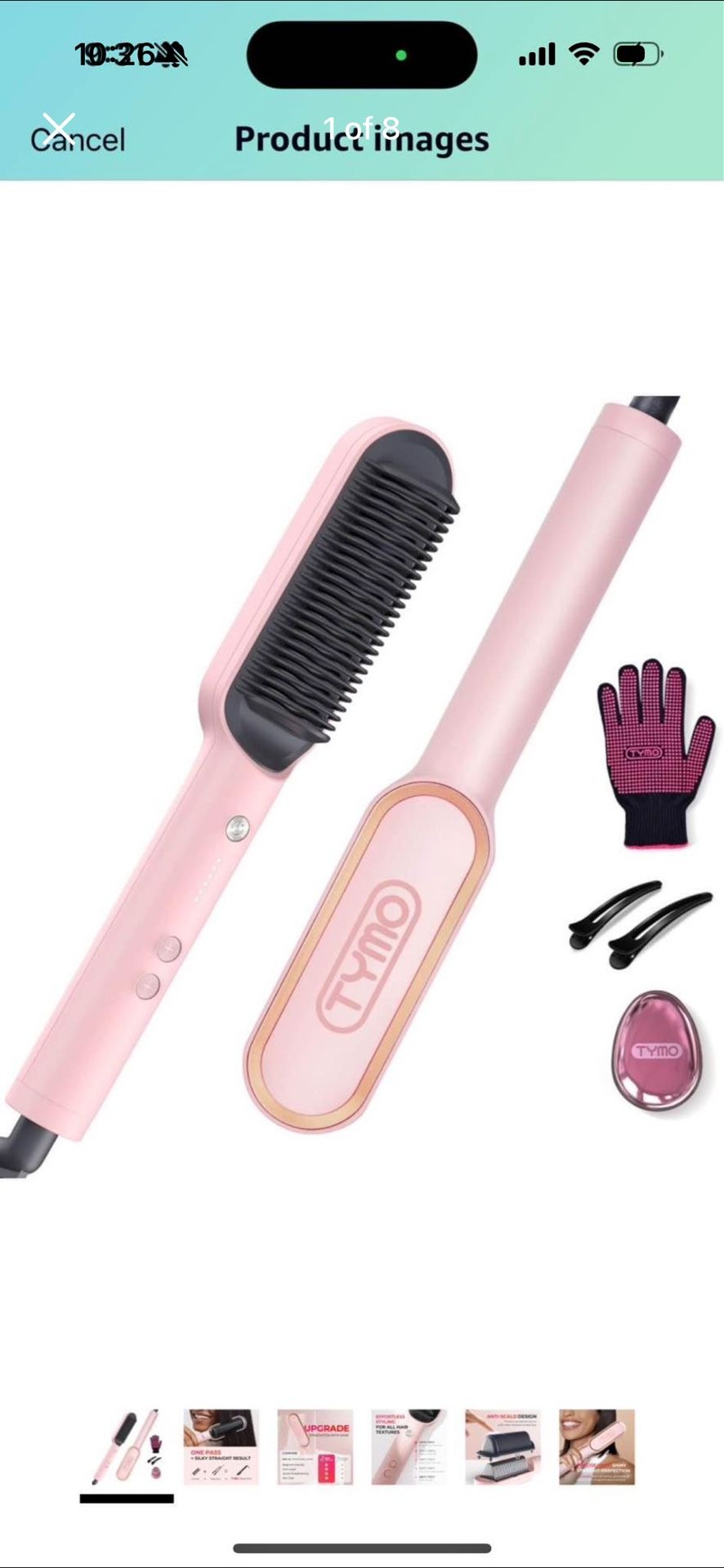 TYMO Ring Pink Hair Straightener Brush