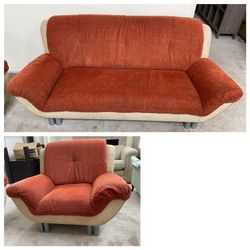 2pc Two Tone Upholstered Sofa set  