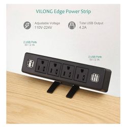 Brand New! VILONG Desk Clamp Power Strip with USB Port, 4 Outlet Desktop Mount Charging Power Station,on Desk Edge Power Outlet Office Accessories - 6