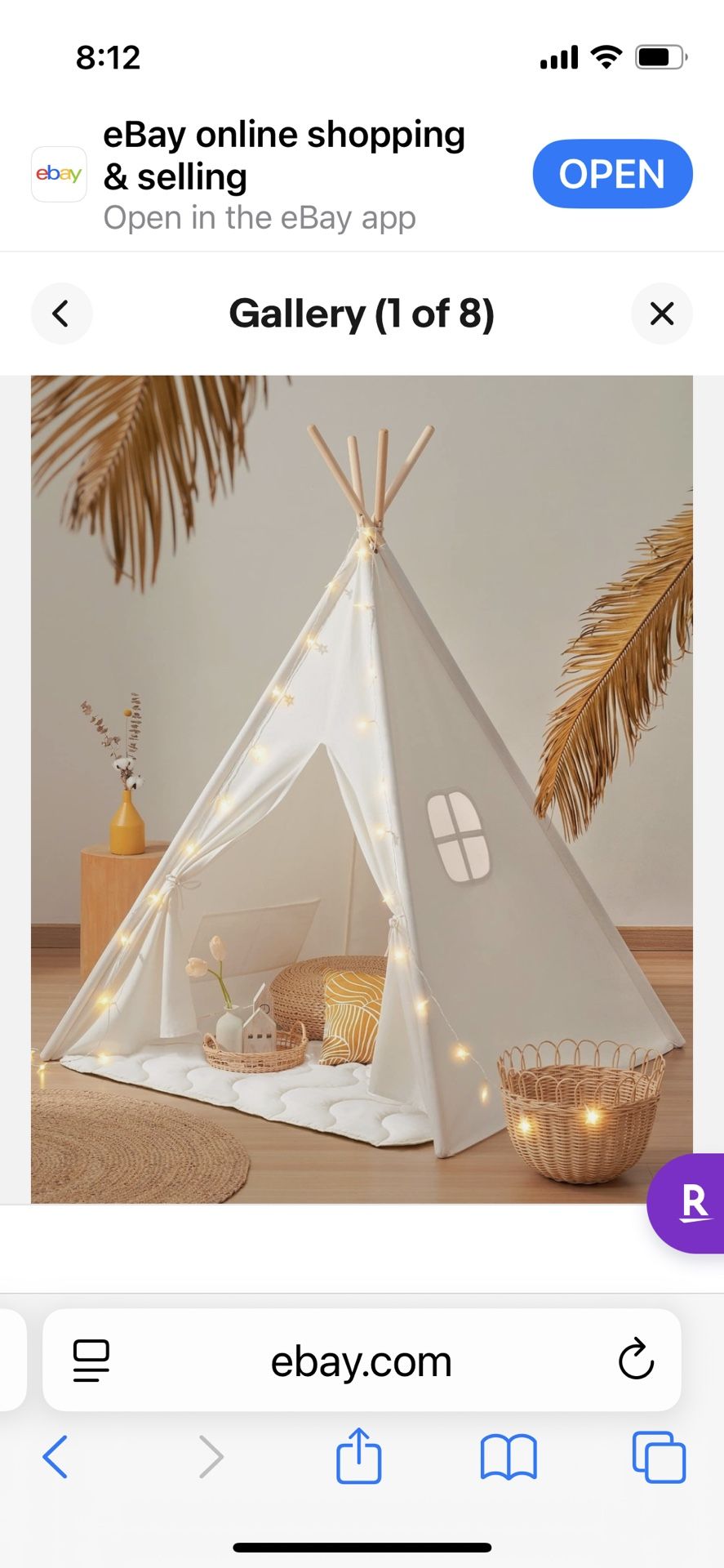 Kids Teepee Indoor Tent With Lights