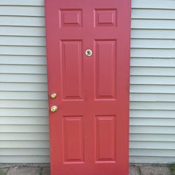 36" X 80" Red Steel Entry Door