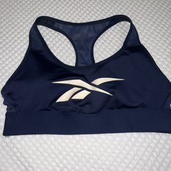 Reebok Womens Lux Vector Racer Sports Bra, Blue, Large