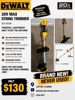 DeWALT 20V MAX Brushless Trimmer – Brand New – $130