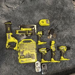RYOBI ONE+ 18V Cordless 6-Tool Combo Kit with 1.5 Ah and 4.0 Ah Batteries, Charger, and 65-Piece Drill and Impact Drive Kit