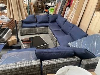 New in Box 10 Pcs Outdoor  Patio Furniture Set Wicker Rattan Patio Conversation Set