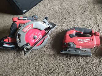 Milwaukee Circular Saw, Jig Saw, and high output XC6.0 battery