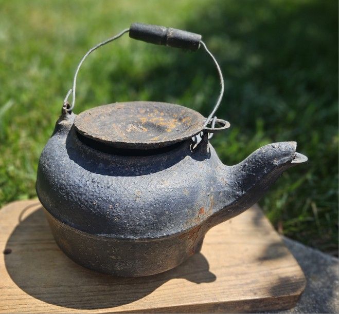 Antique Cast Iron Kettle Coffee Pot