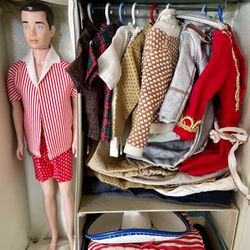 Vintage 1960’s Ken Doll With Case And Clothing. 