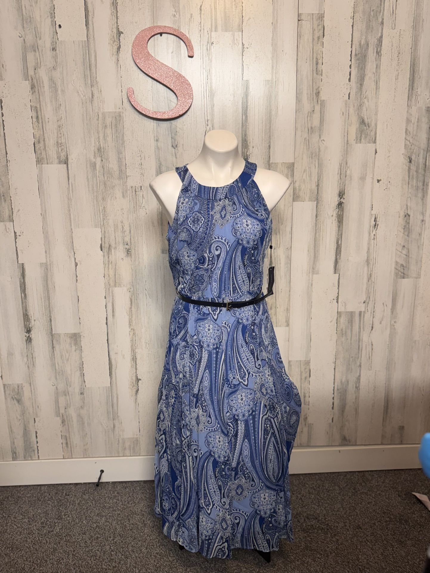 Tommy Hilfiger Blue Paisley Halter Maxi Dress Size 6