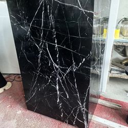 Natural Black Marble Pedestal – 30x30x49” (Polished, Solid Stone)