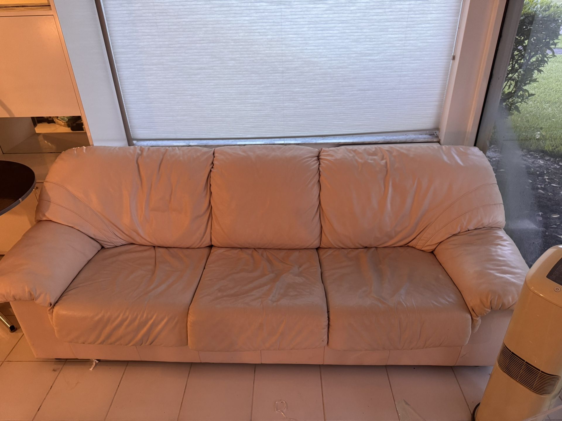 Blush Leather Sofa
