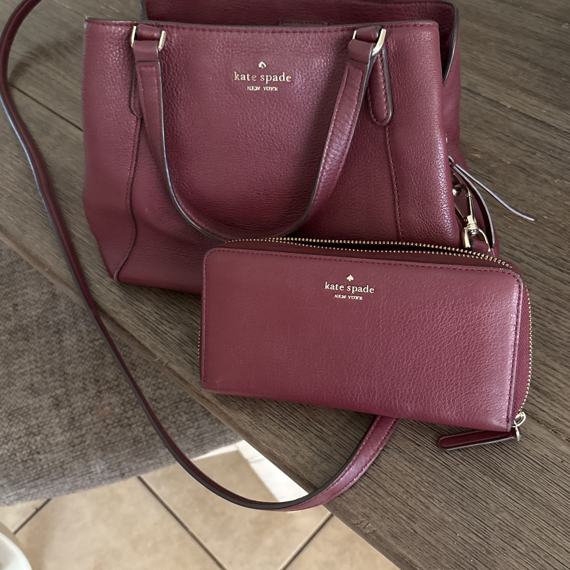 Kate Spade Burgundy Bag W Wallet