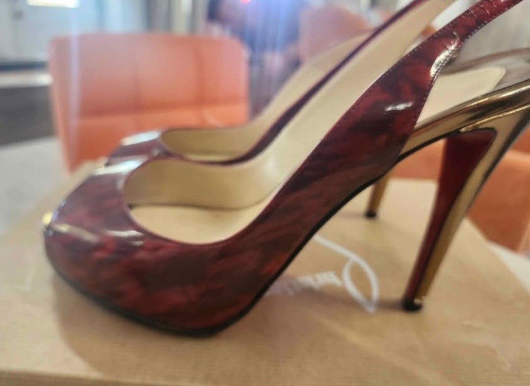Christian Louboutin Red Marbled Heels Unique Size 38.5 US 8