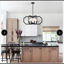 6-Light Black Chandelier, Modern Dining Room Light Fixture, Geometric Pendant Lights, Kitchen Island Metal Farmhouse Light Fixtures for Dining Room