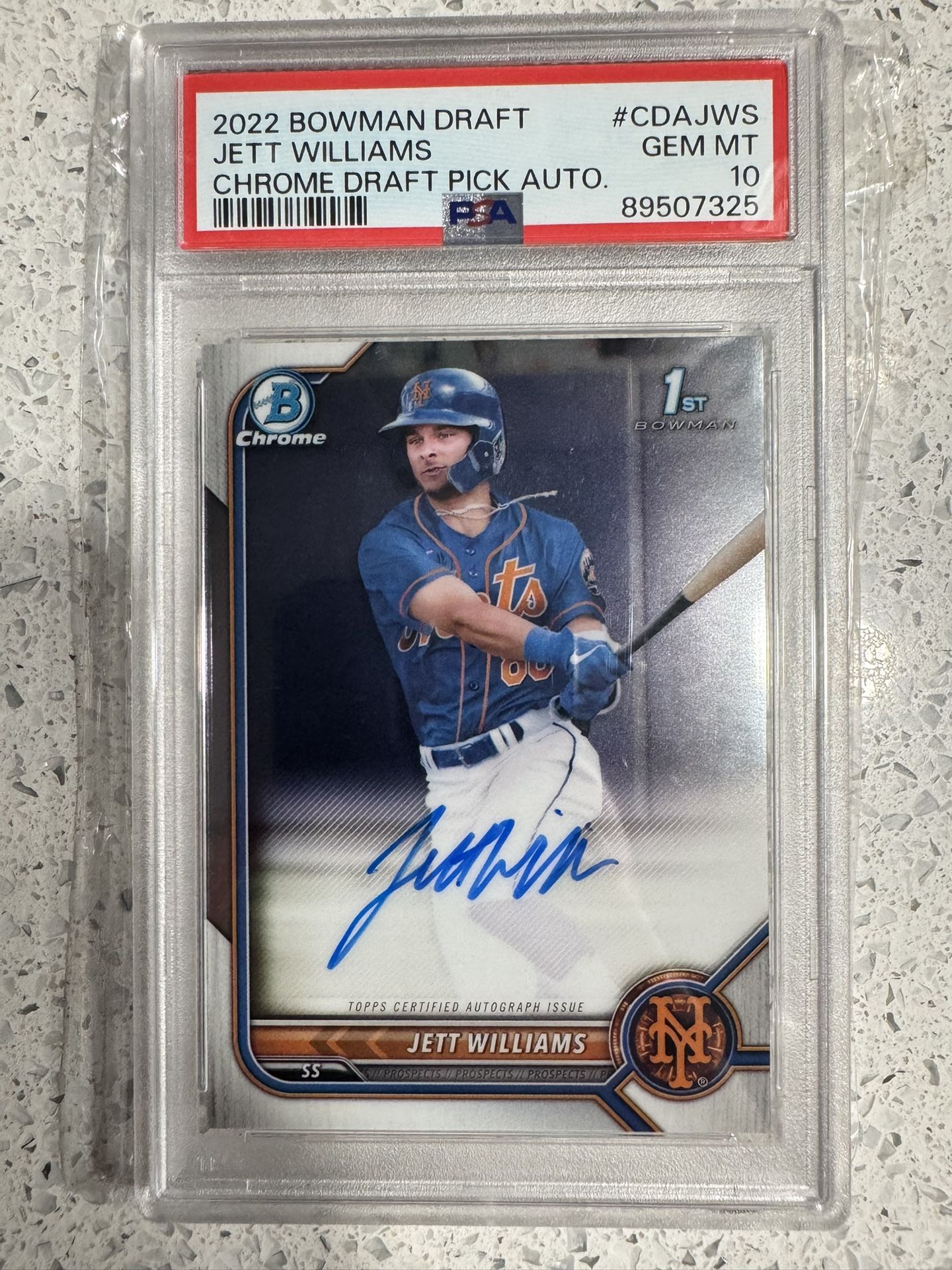 2022 Bowman Draft Jett Williams 1st Bowman Chrome Auto – PSA 10 GEM MINT