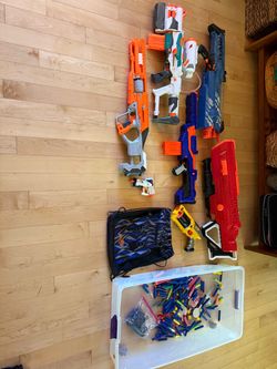 Nerf Gun Lot with Darts and Bag