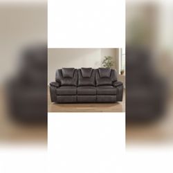 Katrine Charcoal Leather Reclining Sofa - New - Moreno Valley, CA