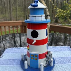 New Nautical Wood Lighthouse Sculpture With Anchor, Helm and other decorations