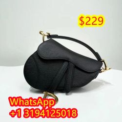 Dior - Saddle Bag with Strap Black Grained Calfskin - Women