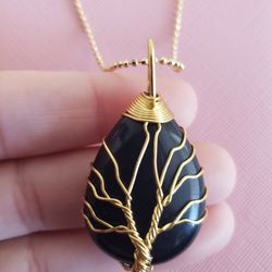 Agate Tree Of Life Natural Healing Quartz Wrapped Around By Wire....19.8  In Long