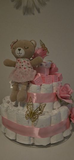 Baby Girl Diaper Cake Gift Set