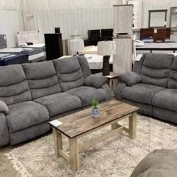Tulen Mocha Chocolate Gray Reclining Sifa And Loveseat 