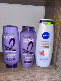 L'Oréal Elvive Volume Filler Shampoo & Conditioner + Nivea Body Wash Bundle