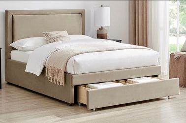 Upholstered Bed Frame with Storage Drawer Queen Size for Sale in ...