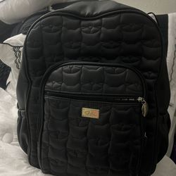Black Leather Betsey Johnson, backpack