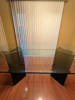 Glass table - Glass Top Dining Table with Black Bases