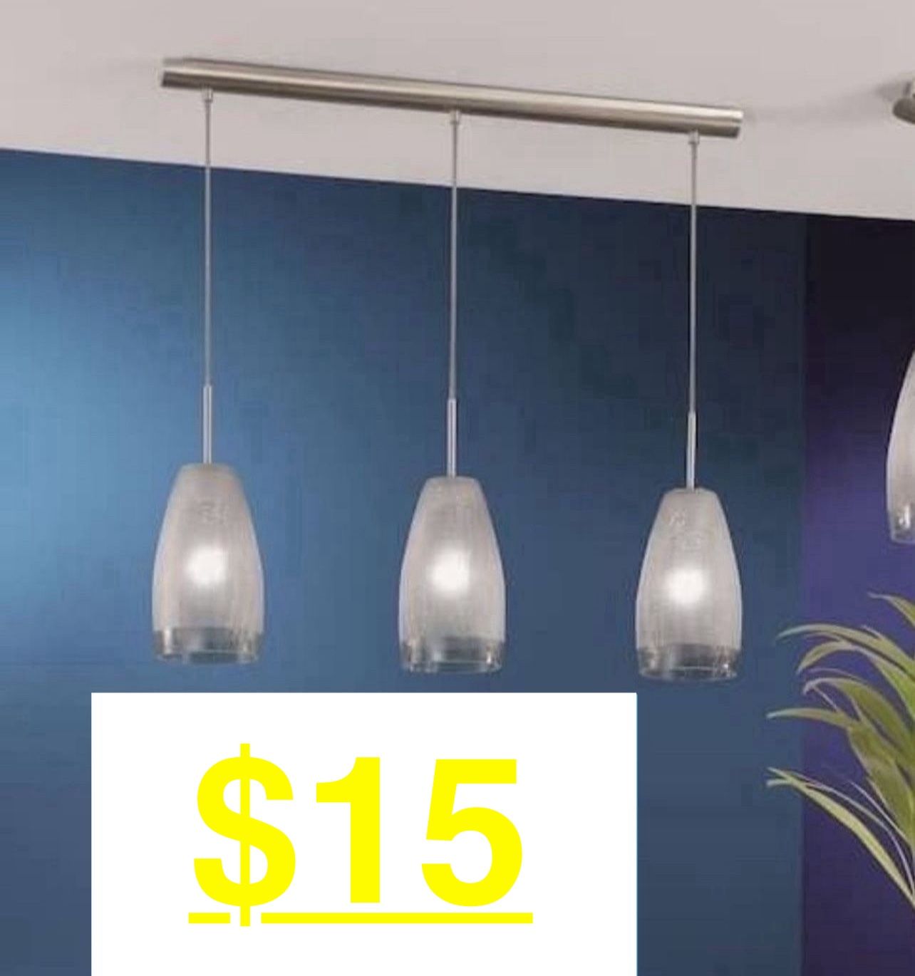 Eglo Crash 3-Light Matte Nickel Hanging Island Light Fixture