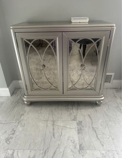Silver Mirrored Two-Door Accent Cabinet