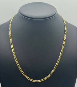 Jewelry 925 solid yellow gold plated Figaro link chain necklace 22.00” 4.00mm