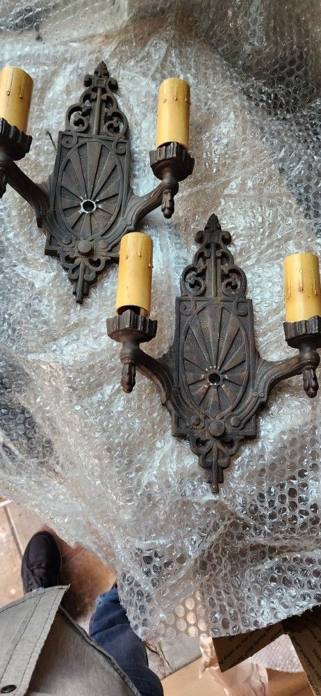 Mission Spanish Revival Iron Sconces Circa 1930