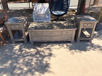 Gray Coffee Table and End Tables Set