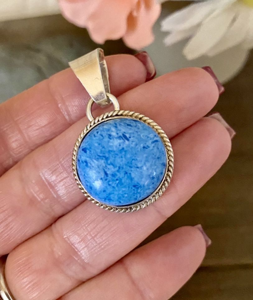 Vtg Taxco Sterling Sodalite Pendant 