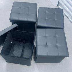 Fully Collapsible Storage Ottoman Cubes with Small Trays