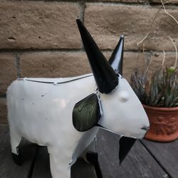 Goat Rustic Farmhouse Metal Art Yard Decoration Garden Statue 13"