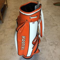 Hooters Leather Embroidered Hot Z Golf Bag  Orange & White RARE VTG No Cover