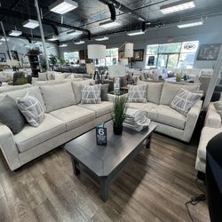 2pc Gray Sofa & Love Seat