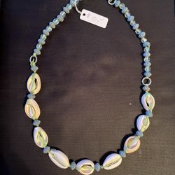 Shell Necklace in Baby Blue 