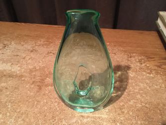 Stephan cox flat blown art glass vase light sea green sign