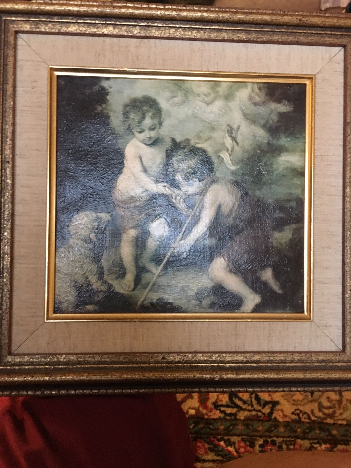 Vintage print of angels & a lamb