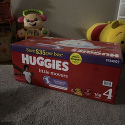 Huggies Little Movers Baby Disposable Diapers, Size 4, 168 Count