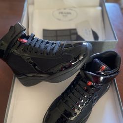 AMERICAS CUP PATENT LEATHER HIGH TOP BLACK