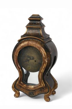 A chinoiserie-painted wooden mantel clock with Japy Frères movement, French, 19th century
